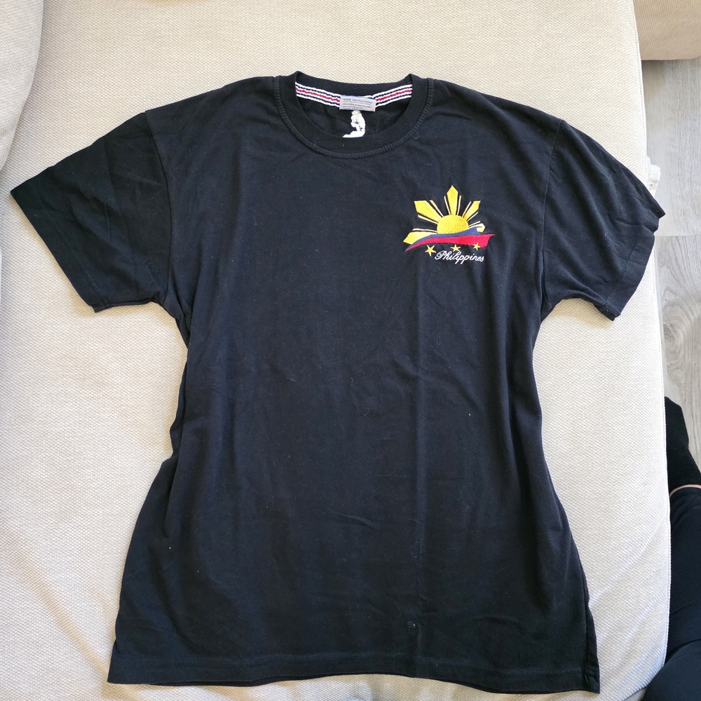 Philippines Embroidered Short Sleeve T Shirt Black Adult Size Small